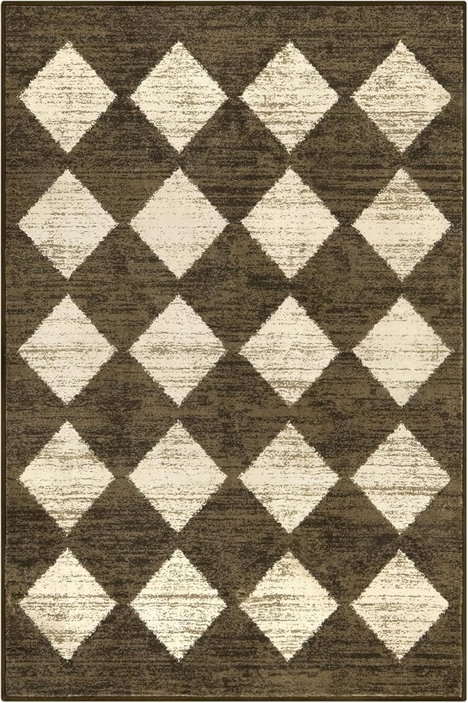 Lahome Zelie Small 2x3 Kitchen Rugs Non Slip, Machine Washable Entryway Rugs, Moroccan Trellis Indoor Soft Non-Slip Non-Shedding Throw Bathroom Carpet for Doorway Bedside Laundry Room, Brown