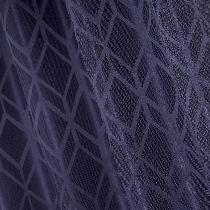 Amazon Basics Jacquard 2-Piece 100% Blackout Curtains, Living Room and Bedroom Drapes, Thermal Insulated Window Treatment, 42"x72", Dark Blue