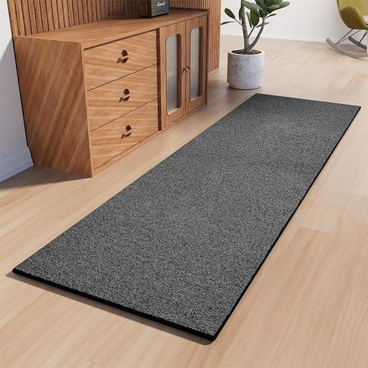 AREDO Runner Rug with Non Slip Rubber Backing, Washable Soft Floor Carpet for Kitchen, Hallway, Entryway Indoor, Bedroom, Laundry, Low Pile Area Rugs, Solid color with Pointillism style, 2*8 ft BLACK
