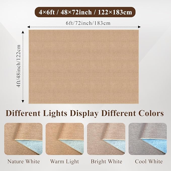 4x6 Jute Area Rug Washable: Non-Slip Indoor Floor Mat - Carpet for Living Room Entryway Kitchen Dining Room - Thin Low Pile Rugs Braided Woven Durable Farmhouse Decor (Beige,4x6)