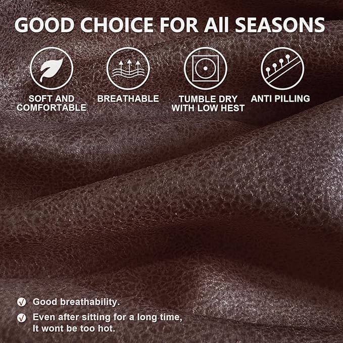 ANARACHON Leather Look Recliner Chair Covers, 4 Pieces Recliner Covers Non Slip, Soft Cover for Reclining Chair, Washable Furniture Protector for Pets (1 Seater, 024 Chocolate)