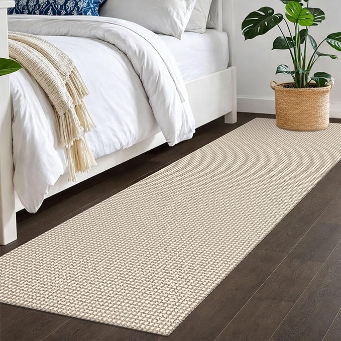 IOHOUZE Washable Runner Rug 2x7 Non Slip Runners for Hallways Entryway Runner Indoor, Kitchen Rugs Woven Cotton Floor Carpet for Kitchen Hall Entrance Bedroom, Beige/Khaki