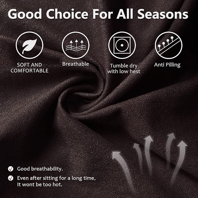 ANARACHON Recliner Couch Cover Leather Look Recliner Sofa Covers for 3 Cushion Reclining Sofa Slipcovers 8-Pieces Furniture Protector Spandex Fabric Washable (3 Seater, 01 Chocolate)