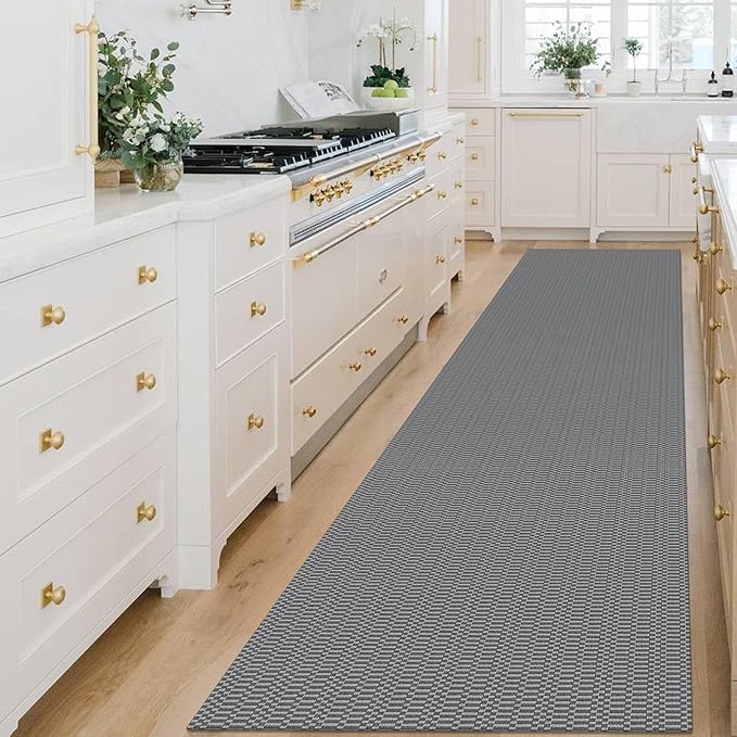 KOZYFLY Washable Runner Rug 3x14 ft Hallway Kitchen Runner Rugs with Rubber Backing Bobo Non Slip Entryway Runner Indoor, Long Carpet Runners for Hall Kitchen Entryway, Grey/Charcoal Grey