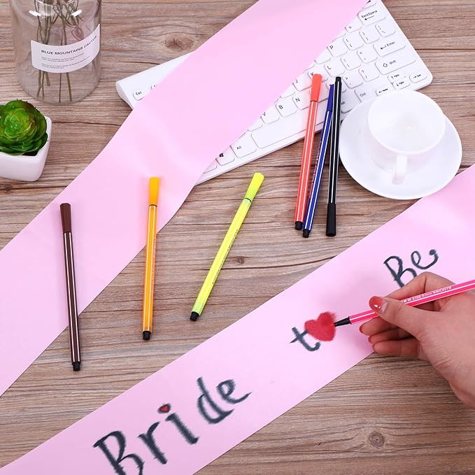 Patelai 12 Pieces Blank Satin Sashes Plain Sashes Party Accessory for Graduation Wedding Party DIY Supplies(Pink)