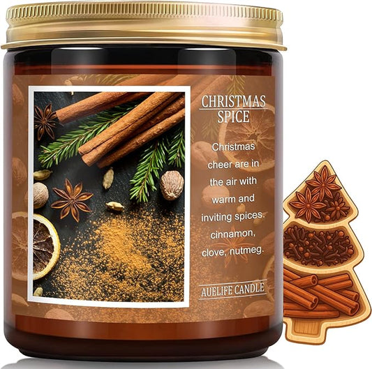 Christmas Candle | Christmas Spice Scented Candle, Holiday Candles Gift, Soy Wax Candle for Home Scented, Aromatherapy Jar Candles, Gifts for Women and Men, Cozy Winter Candles for Home Decor, 7 oz