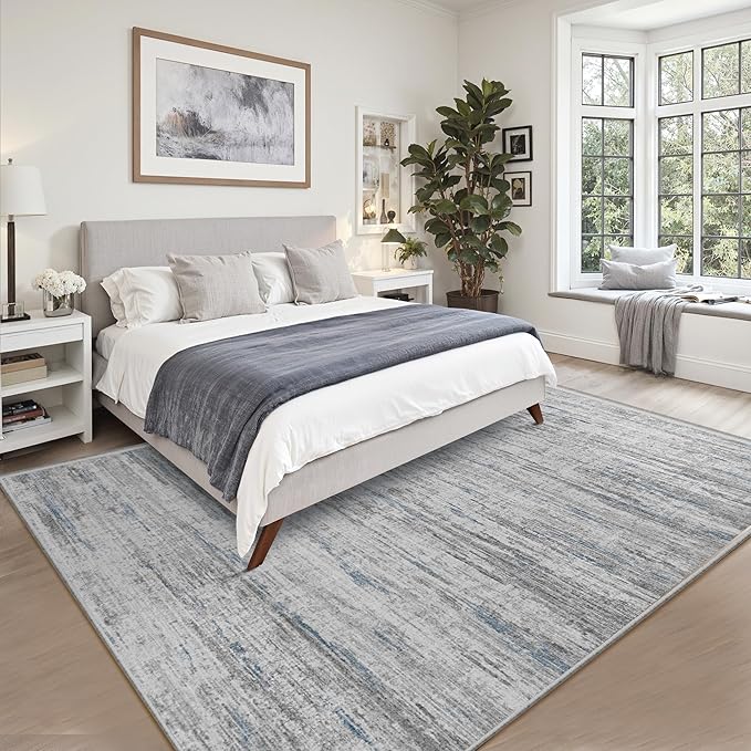 Area Rugs 9x12 for Living Room,Non-Slip Backing Machine Washable Rugs,Modern Abstract Soft Thin 9 by 12 Area Rug，Stain Resistant Large Rugs for Home Office Bedroom Dining Room