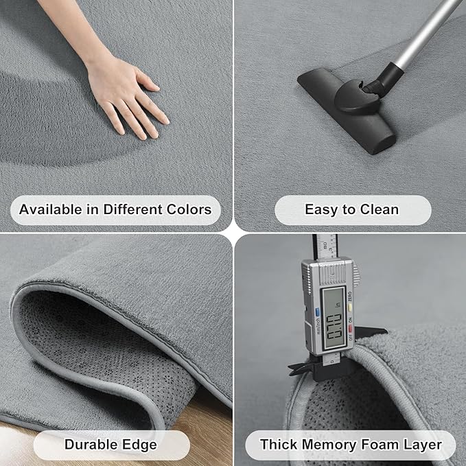 Amearea Large Modern Area Rugs for Bedroom Living Room, 5x8 Feet Grey Thickened Memory Foam Rug, Fluffy Indoor Washable Rugs Non Slip Minimalist Carpet for Boys Girls Dorm Nursery Room Decor