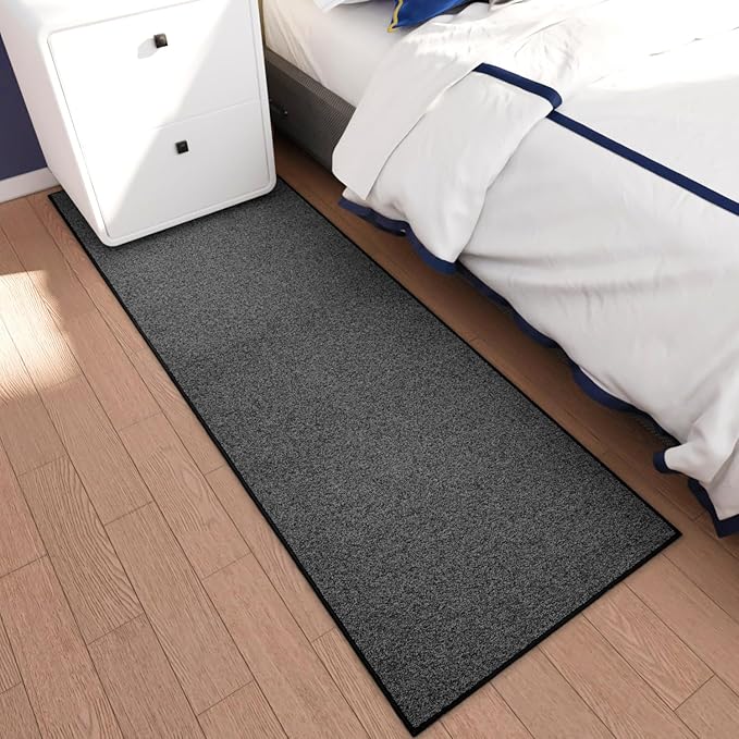 AREDO Runner Rug with Non Slip Rubber Backing, Washable Soft Floor Carpet for Kitchen, Hallway, Entryway Indoor, Bedroom, Laundry, Low Pile Area Rugs, Solid color with Pointillism style, 2*8 ft BLACK