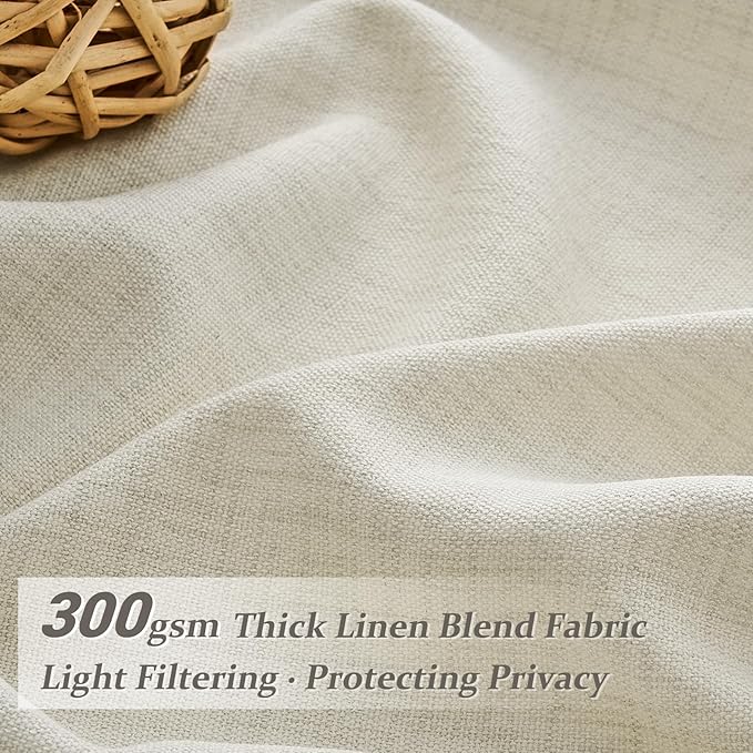 Pleated Extra Long 132 Inch Cream Curtains for Living Room 2 Panels Set, Memory Trained Thick Linen Sheer Floor to Ceiling Drapes for Sliding Doors Light Filtering Luxury Windows Curtain 11FT Length