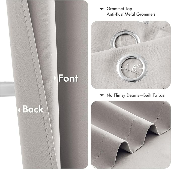 MIULEE Cobblestone Blackout Curtains for Bedroom Living Room 54 Inches Long 2 Panels, Thermal Insulated Room Darkening Drapes Grommet Noise Reducing Light Blocking Window Treatments 40x54 Inch