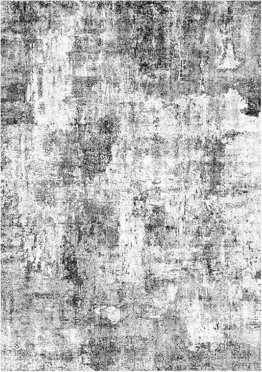 3x3 Square Entryway Rug Washable – Non-Slip Small Area Rug for Kitchen or Bathroom, Soft Low-Pile Indoor Mat, Modern Abstract Thin Door Carpet (Grey)