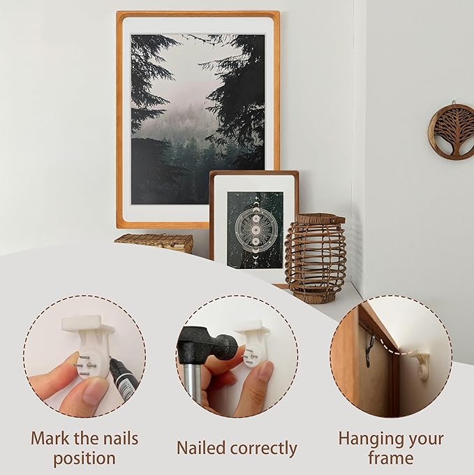 8x10 Picture Frame with Mat for 5x7/6x8, Natural Teak Wood Handcrafted Rounded Corner with Real Glass, Vertical or Horizontal Display Photo Gallery Wall & Tabletop Frame
