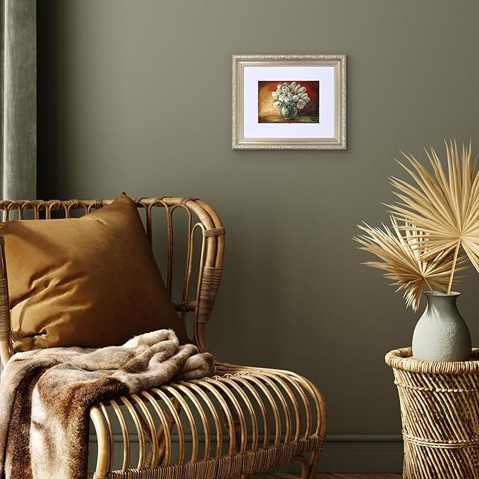 Americanflat 8x10 Picture Frame with Shatter-Resistant Glass - Use as 5x7 Frame with Mat or Display 8x10 Photo Without Mat - Ornate Picture Frames for Wall and Tabletop Display - Silver
