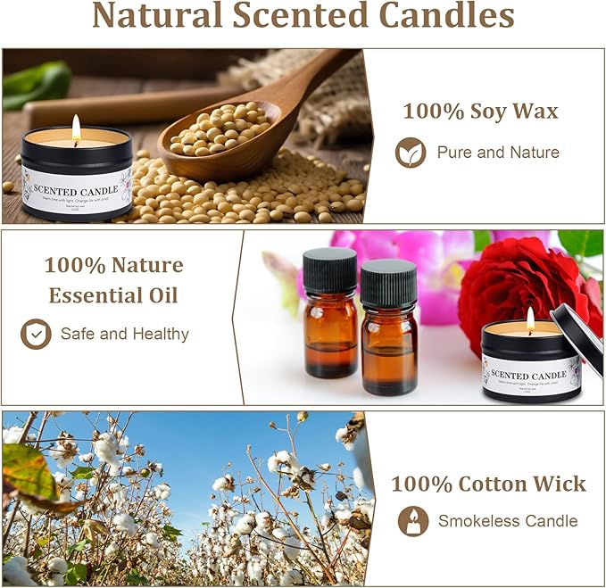 9 Pack Scented Candles Gift for Women and Men, Aromatherapy Candle Set for Home Scented, Small Candle Gift Set Basket for Boyfriend dad him Friend boss Mother Birthday Christmas Thanksgiving
