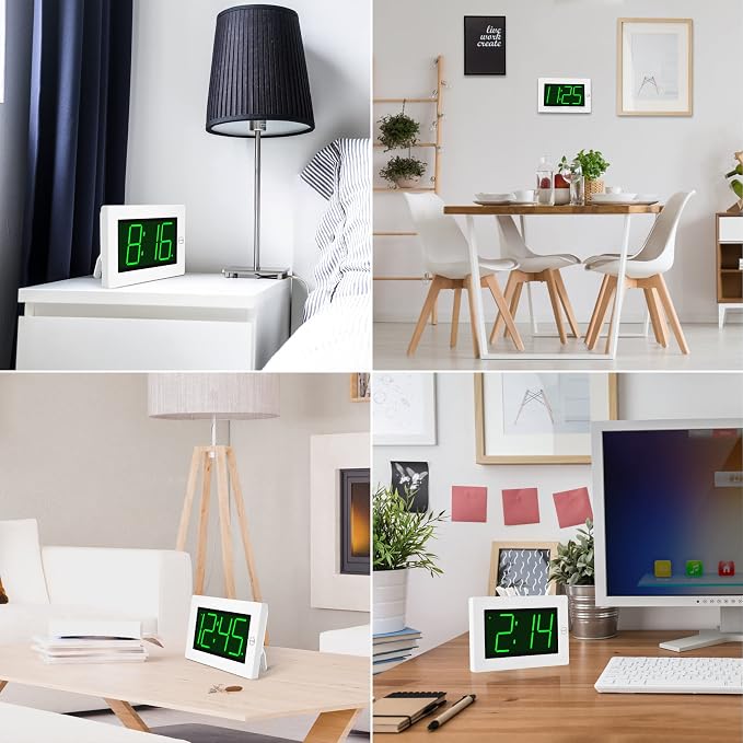 KWANWA Large Digital Alarm Clock, 3" LED Display Battery Operated, Dimmable Auto Night Mode, Easy to Read for Seniors Visually Impaired, Cordless Wall Clock or Table Clock for Bedroom Kitchen RV - Image 7