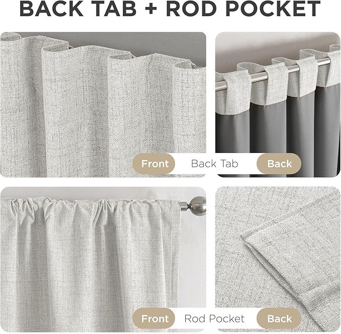 Joydeco Linen Blackout Curtains for Bedroom - 100% Light Blocking 1 Panels, White Drapes 100" W x 84" L, Thermal Insulated Room Darkening Curtains for Living Room, Rod Pocket & Back Tabs
