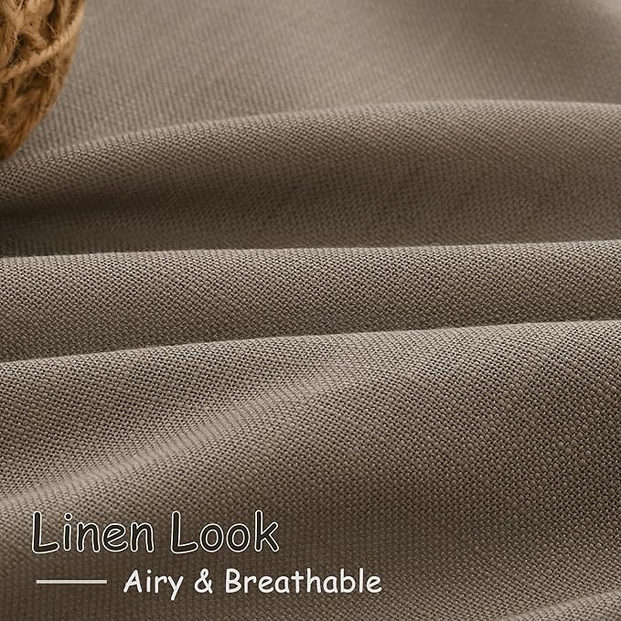 Dark Taupe Kitchen Cafe Curtains 45 Inch Length 2 Panel Set Back Tab Rod Pocket Semi Sheer Light Filtering Short Curtain Farmhosue Small Curtains for Basement Window Bathroom Living Room 52x45