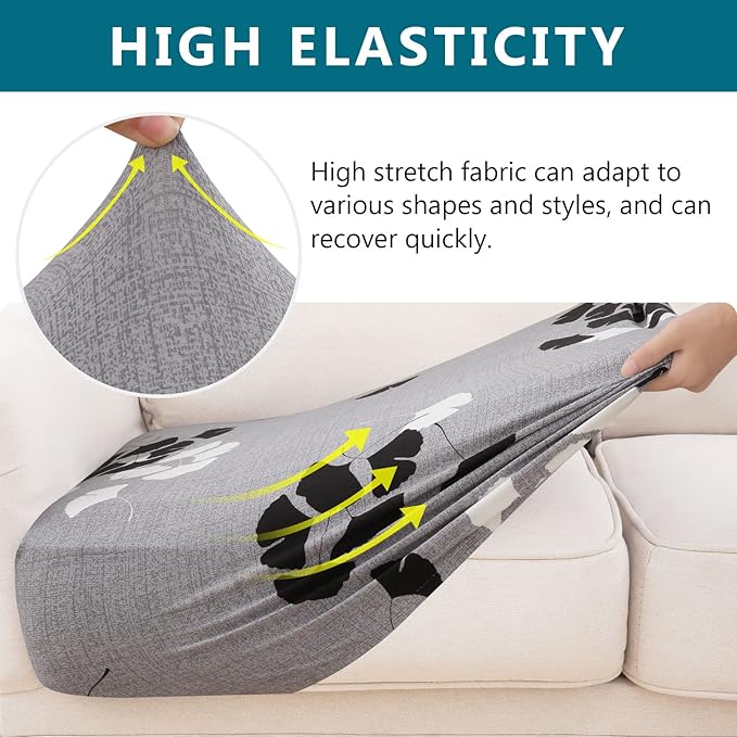 hyha Printed Couch Cushion Covers, Floral Sofa Covers Washable for 2 Cushion Couch, Stretch Pattern Outdoor Cushion Covers for Patio Furniture with Elastic Bottom(Medium, Maple Leaf)