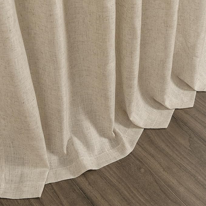 Taupe Burlywood Linen 112 Inch Curtains for Living Room Light Filtering Semi Sheer Curtain Back Tab Rustic Modern Farmhouse Decor Drapes Floor to Ceiling High Window for Bedroom 52x112, 2 Panels