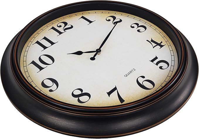 24 Inch Large Wall Clock for Living Room Decor,Silent Vintage Wall Clocks Battery Operated for Living Room Farmhouse Office Gifts(Bronze)