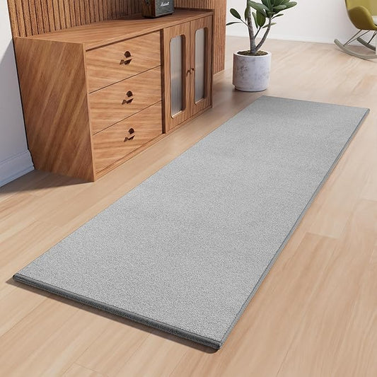 AREDO Runner Rug with Non Slip Rubber Backing, Washable Soft Floor Carpet for Kitchen, Hallway, Entryway Indoor, Bedroom, Laundry, Low Pile Area Rugs, Solid color with Pointillism style, 2*8 ft GREY