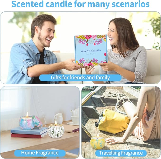 Scented Candles Bulk Gifts for Women, Aromatherapy Candle for Home Scented,Natural Soy Candle, Small Candles for 180 Hours Burning Time, Candle Set for Mother, Women, Friends and Coworkers
