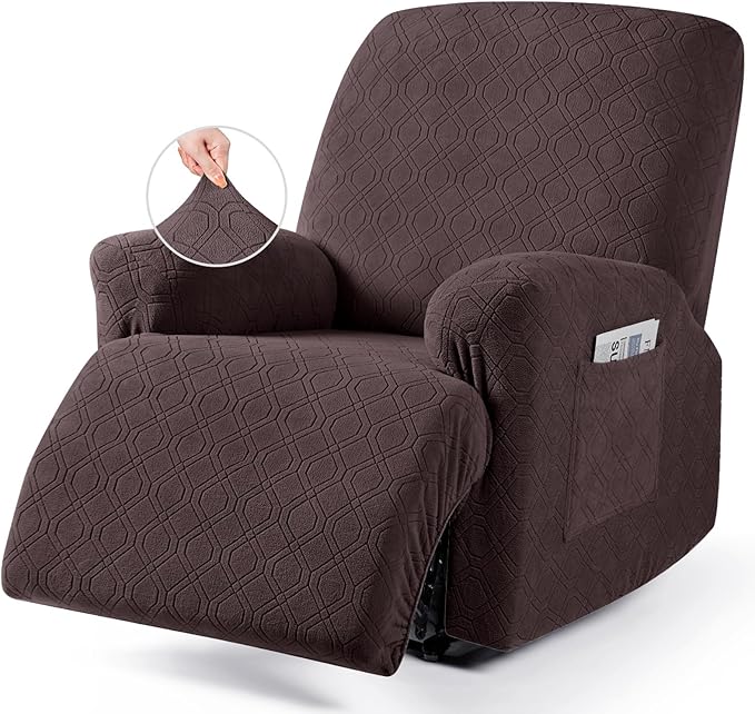 VANSOFY Recliner Chair Cover, 3-Pieces Stretch Recliner Covers for Recliner Chair Soft Reclining Chair Slipcover Furniture Protector for Dogs Cats(Dark Coffee)