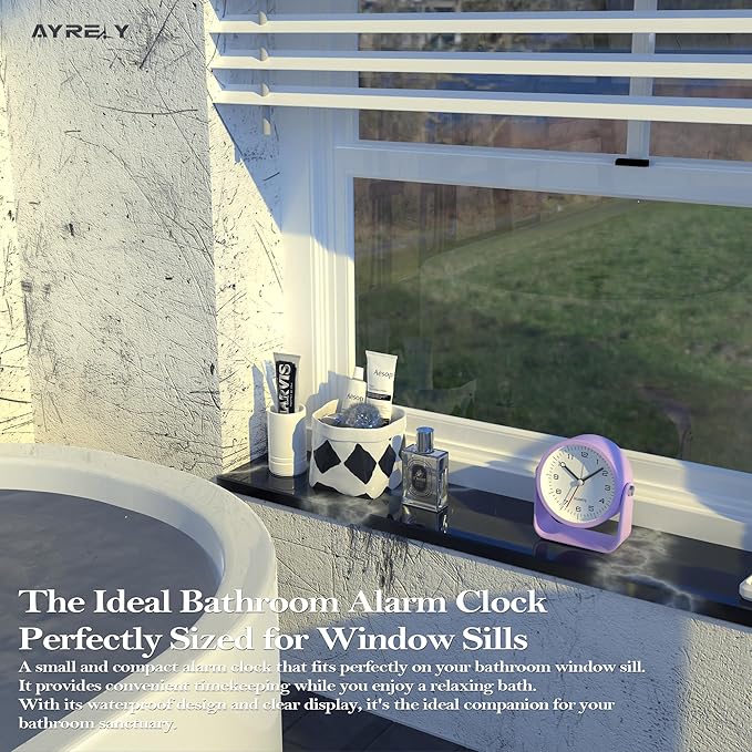 AYRELY?? 3.5 Inch Small Analog Alarm Clocks,Battery Operated Desk Clock,Cute Table Clock with Light???Adjustable Angle for Travel,Bedside,Bedroom,Kids,Living Room Decor (Purple)