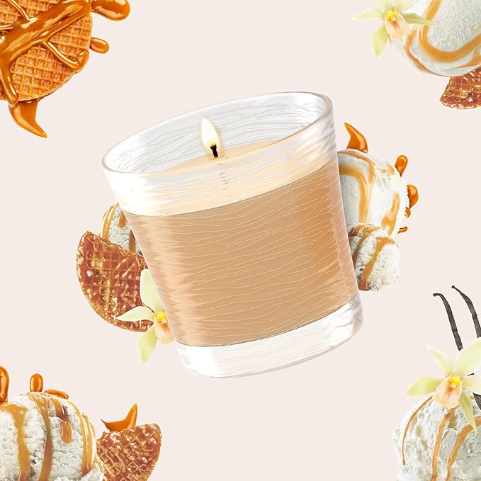 Glade 1-Wick Scented Candle Jar, Vanilla Caramel Twist, Air Freshener Infused with Essential Oils, 4.08 Oz, 2 Count