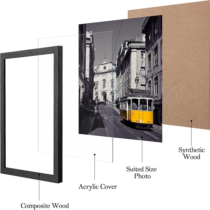 eletecpro 7x10 Picture Frames Set of 10, Picture Frame Collage Wall Decor Display 7x10 Photo, Home Decor Gallery Frame 7 x 10 for Table Top or Wall Mounting, Black