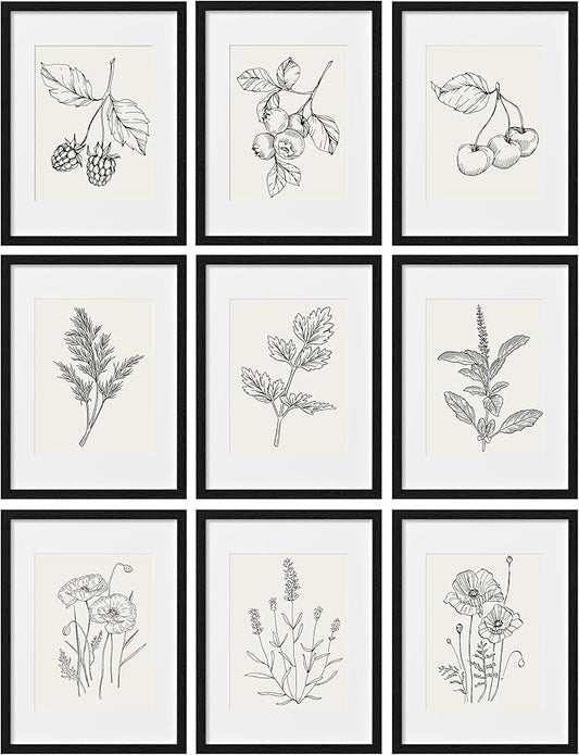 eletecpro 12x16 Picture Frames Set of 9, Classic Gallery Wall Frame Set Displays 8.5x11 Photos with Mat or 12x16 without Mat, Photo Frames Collage Wall Decor, Poster Display for Home Decor, Black