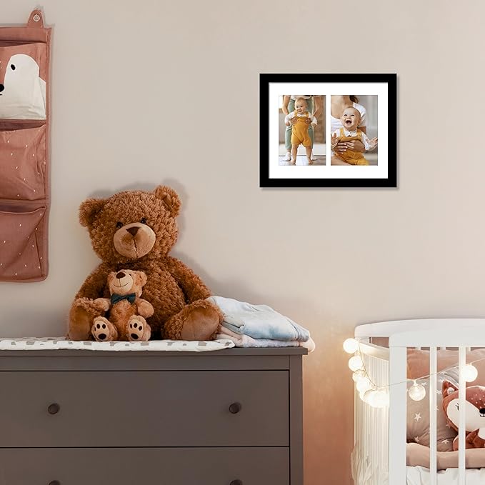 VIOLABBEY 8x10 Collage Picture Frame,Fits 4x6 Double Photos with Mat or One 8x10 Pictures without Mat for Wall or Tabletop