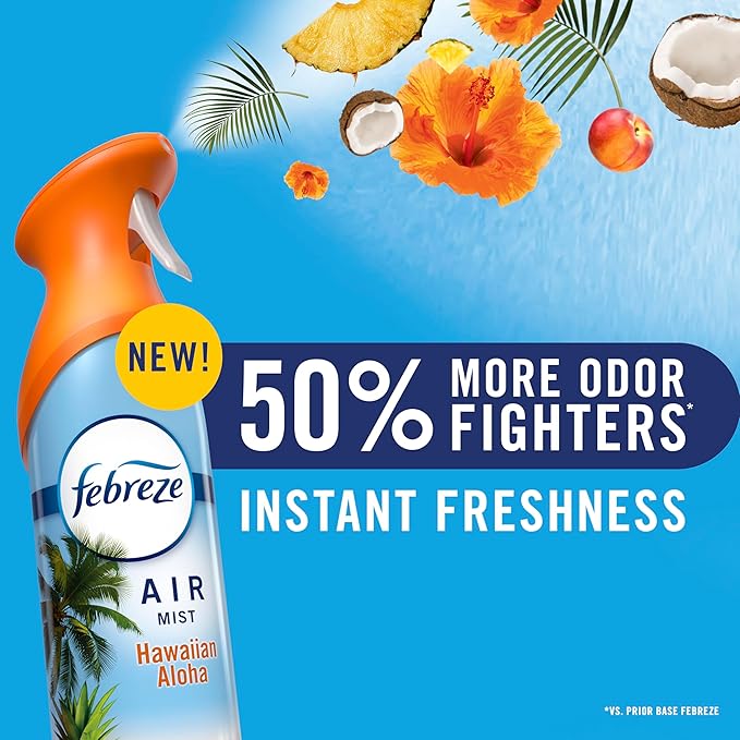 Febreze Air Mist, Air Freshener Spray, Odor Fighting Room Spray, Deodorizer for Home Bathroom Kitchen Office Apartment Dorm Room Classroom, Mango Splash Scent, 8.1oz (Pack of 3)