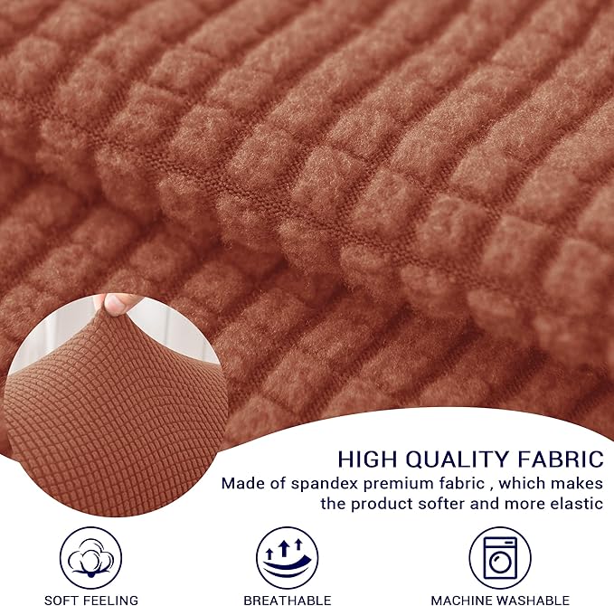 SUBRTEX Stretch Couch Arm Covers Set of 2, Checkered Sofa Arm Slipcovers, Anti-Slip Armrest Covers for Recliner and Armchairs, Pet Proof, High Stretchy, Hook & Loop Tape, Brick