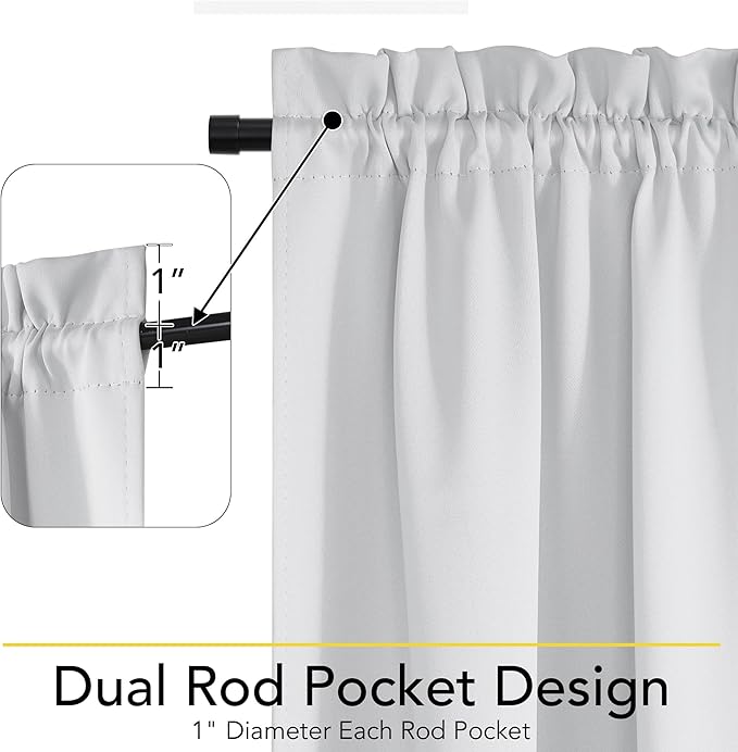 NICETOWN 100% Blackout Door Curtain Thermal Insulated Privacy Curtain for French Front Door with Adjustable Tieback, Room Darkening Window Covering for Kitchen, W30 x L72, 1 PC, Greyish White