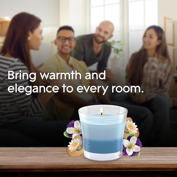 Glade 1-Wick 2in1 Scented Candle Jar, Moonlit Walk & Wandering Stream, Air Freshener Infused with Essential Oils, 4.08 Oz, 3 Count