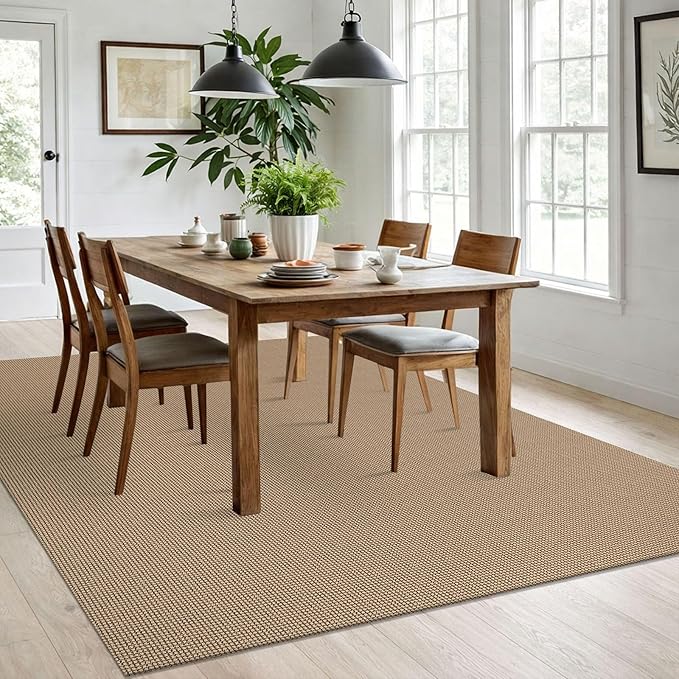 IOHOUZE Washable Area Rug 6x9 Non Slip Rubber Backed Woven Rugs for Living Room, Dining Room Rugs Bedroom Rug, Floor Carpet for Living Room Nursery Office, Orange/Tan/Brown