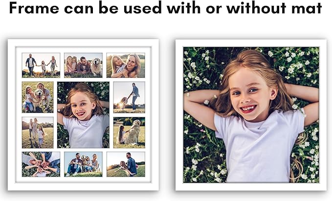 Americanflat 20x20 Collage Picture Frame with Polished Plexiglass - Multi Picture Frames Fit One 8x10, Four 5x5 and Six 4x6 Photos or Use as One 20x20 Frame - Signature Collection - White