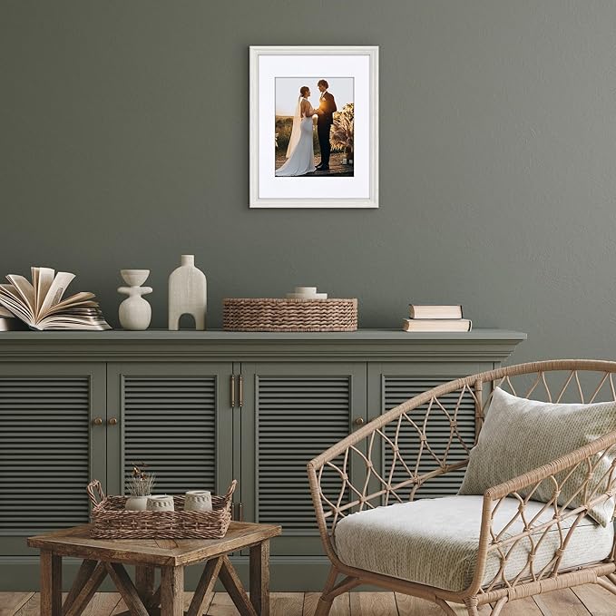 Americanflat Vintage Frames - 11x14 Picture Frame with Beaded Accents and Shatter-Resistant Glass - Use as 8x10 Frame or Display 11x14 Photos Without Mat - Heirloom Collection - Wall Display - White