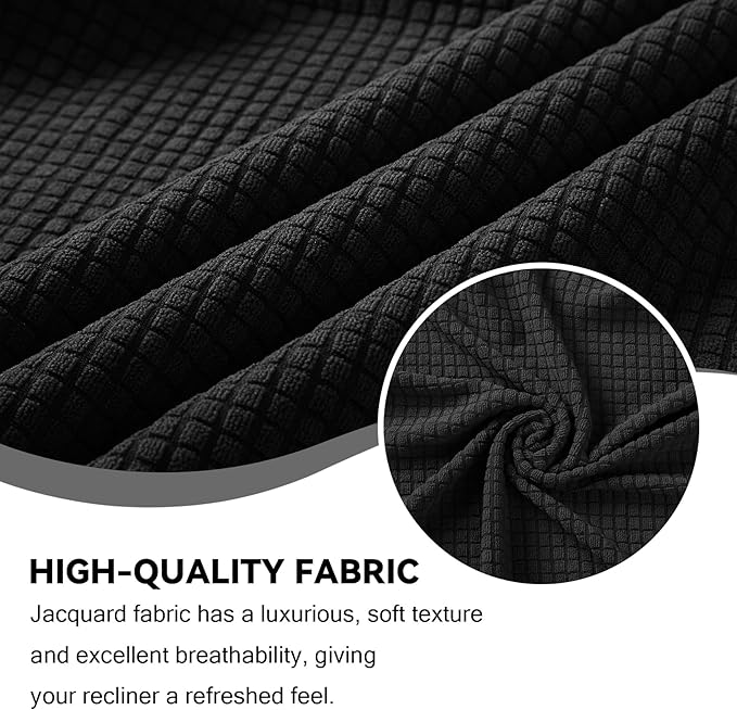 Cupuamon Recliner Chair Covers,Lazy Boy Recliner Covers Stretch Reclining Covers 1 Piece Furniture Protector with Elastic Bottom for Dog,Kids-Black