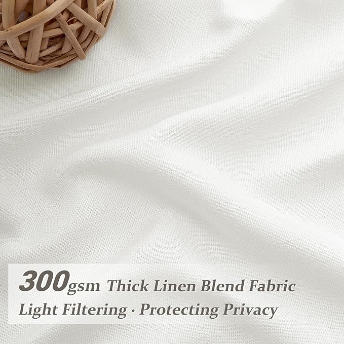 Extra Long Pinch Pleat Snow White Semi Sheer Curtains 108 Inches Long for Living Room, Luxury Linen Blend Viral Drape Light Filtering Privacy Floor to Ceiling Dining Room Curtain Back Tab Panels 2 Set