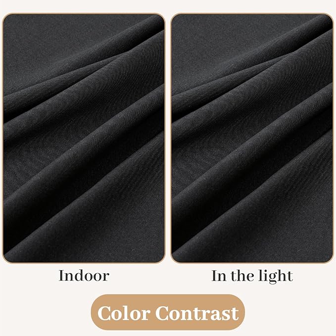 MIULEE Non-See-Through French Door Curtains for Doorway, Privacy Semi Sheer Curtains for French Doors, Light Filtering Rod Pocket Window Drapes with Tie Back, Black, 54 x 72 inches, 2 Panels