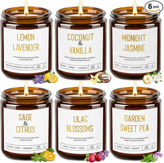 Candles for Home Scented - 42oz Soy Wax Candles Non Toxic, Spring Scented Candles with Lavender, Coconut, Jasmine, Sage, Lilac Blossoms, Sweet Pea - Candle Gift Set for Women, Galentines & Birthday