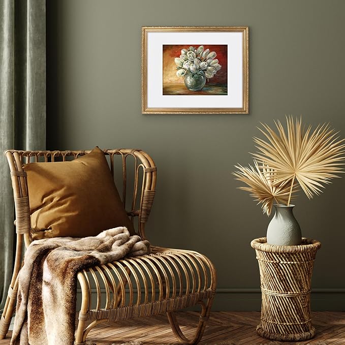 Americanflat 16x20 Picture Frame with Polished Plexiglass - Use as 11x14 Frame with Mat or Display 16x20 Photo Without Mat - Ornate Picture Frames for Wall Display - Gold