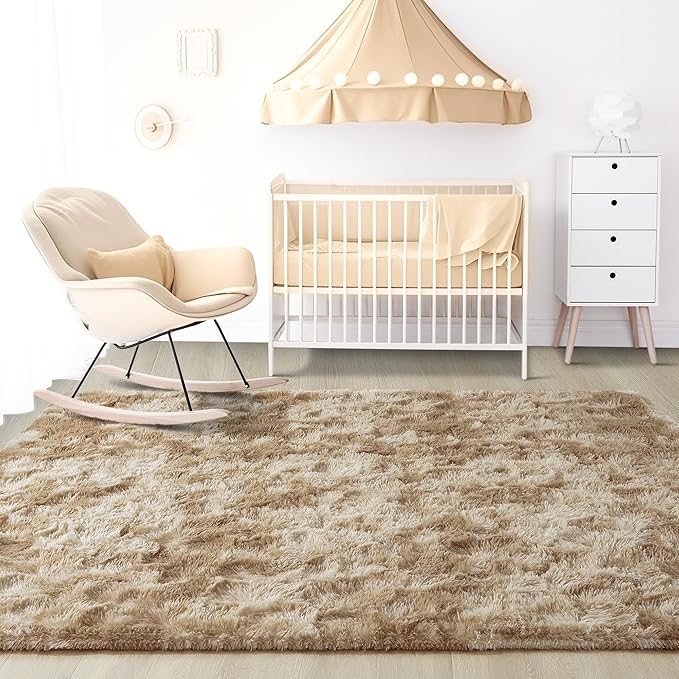 Noahas Large Fluffy 8x10 Area Rugs for Living Room Bedroom,Tie-Dyed Beige Thick Shag Throw Rug,Big Soft Shaggy Bedside Non-Slip Plush Dorm Nursery Kids Carpet