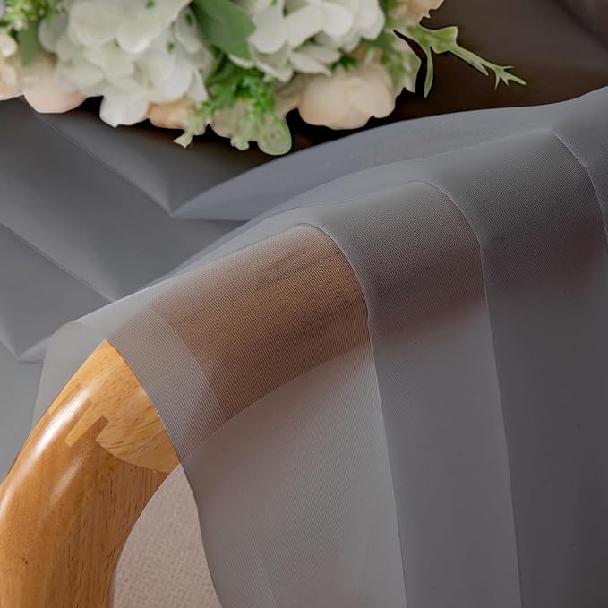 Lecloud Sheer Curtain Panels Set 96" Inches Long, Solid Voile Light Filtering Airy Curtains Window Treatment Drapes for Living Room, 2 Panels Elegant Bedroom Sheer Curtains, Charcoal Grey, 40" Wx96 L