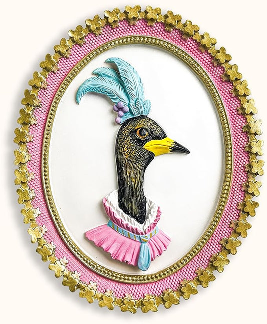 97 Decor Vintage Goose Decor For Home Kitchen - Pink Ovall Wall Art, Handcrafted Wall Sculptures For Living Room Decorations, Unique Walls Pediments For Girls Bedroom, Nursery