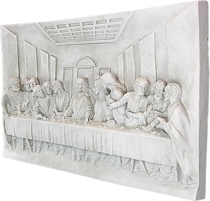 Design Toscano The Last Supper Religious Wall Plaque Sculpture, 23 Inch Wide, 12 Inch Tall, Cast Stone Resin, Antique Stone Finish
