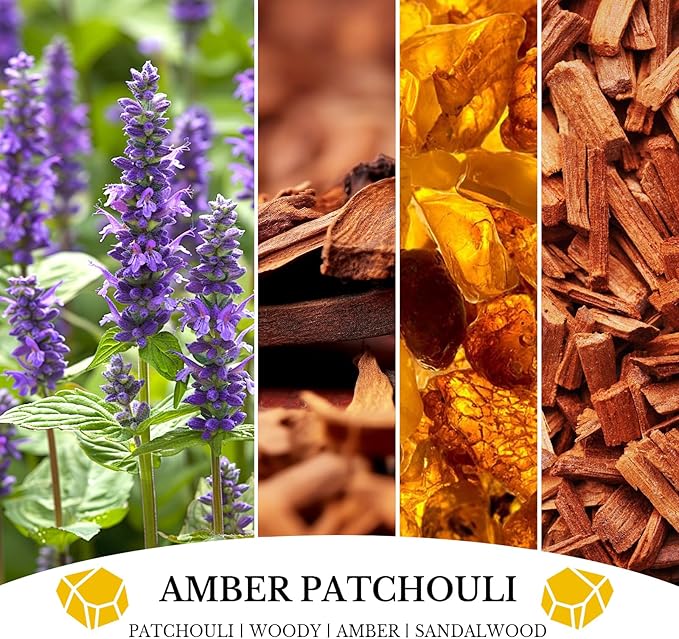 Amber Patchouli Candles, Amber Patchouli Scented Candle, Mother's Day Candle Gifts for Women, Soy Candles for Home Scented, 7oz 50 Hours Burn, Home Décor